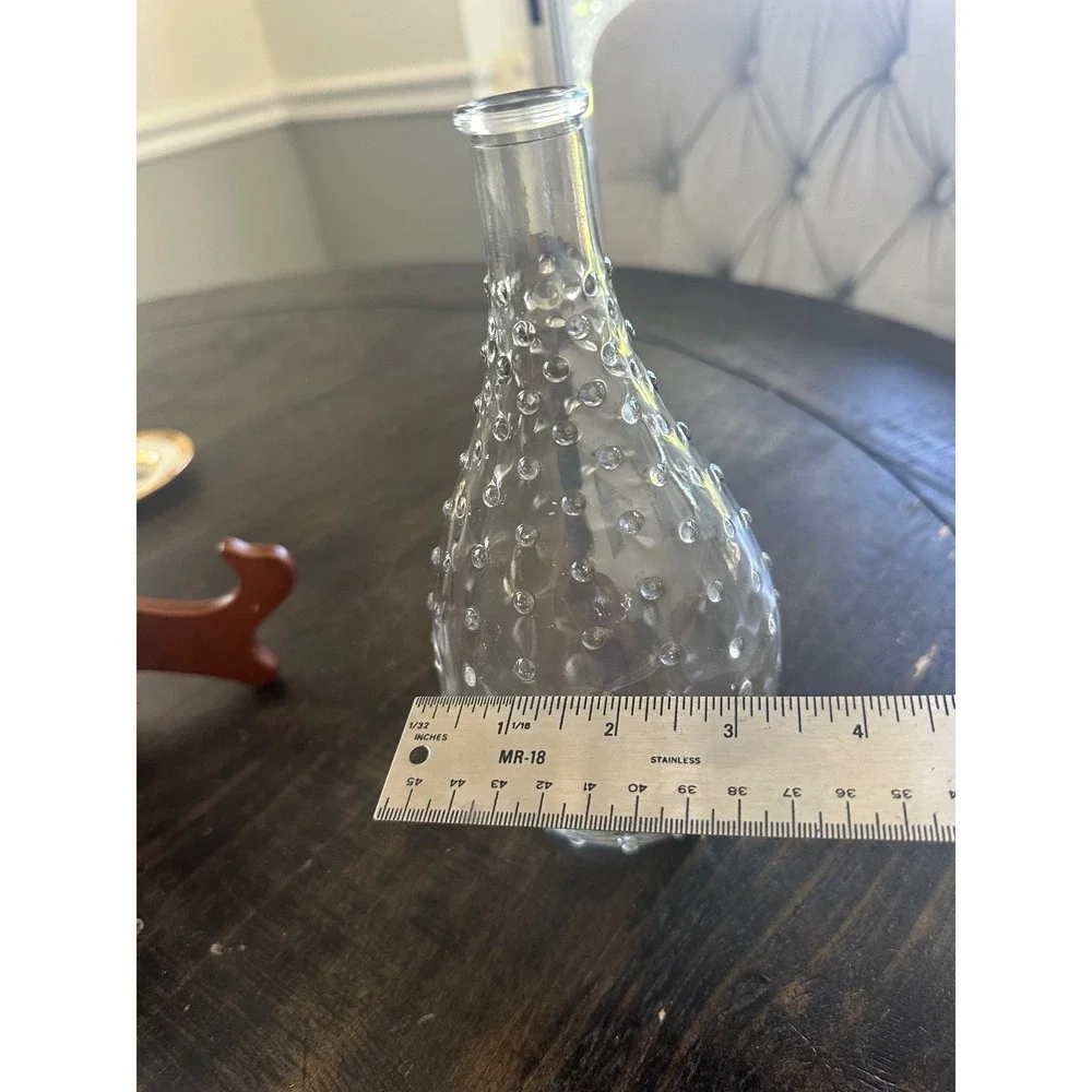 Vintage Clear Glass Hobnail Bubble Bud Vase Teardrop Shape 8.5 Inch EUC